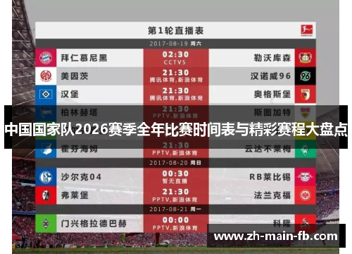 中国国家队2026赛季全年比赛时间表与精彩赛程大盘点 中国国家队2026赛季全年比赛时间表与精彩赛程大盘点