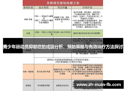 青少年运动员抑郁症的成因分析、预防策略与有效治疗方法探讨